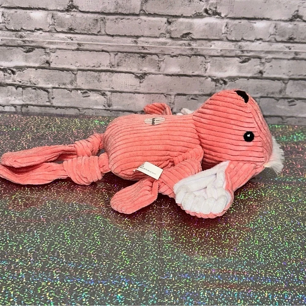 Dog Toy BUNNY Plush Ribbed Knotted Pink White 1 Squeaker 14 Inches NWOT